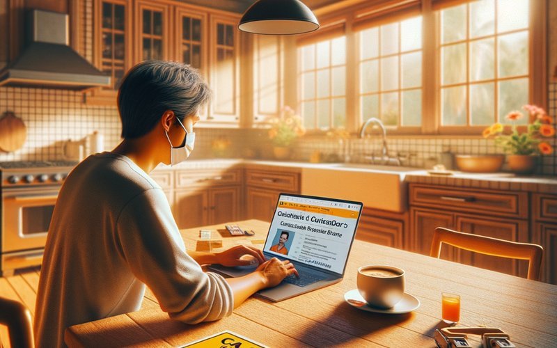 Homeowner verifying a kitchen remodeling contractor's CSLB license online in San Diego