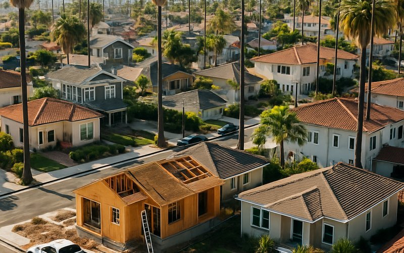 Aerial view of San Diego residential neighborhood where design build firms complete whole home remodel projects at varying costs